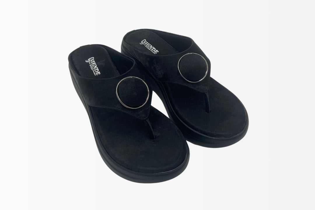 Platform Sandals with Chic Circular Accent