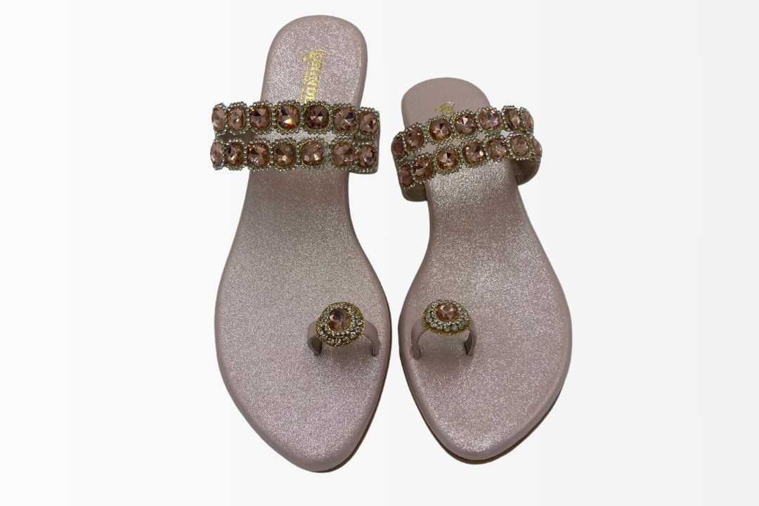Gem-Embellished Thong Sandals