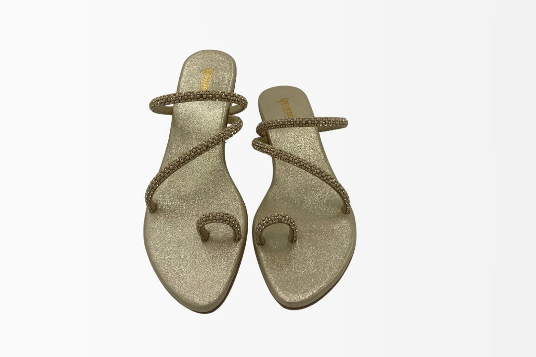 Rhinestone-Embellished T-Strap Sandals