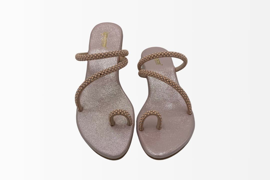 Rhinestone-Embellished T-Strap Sandals