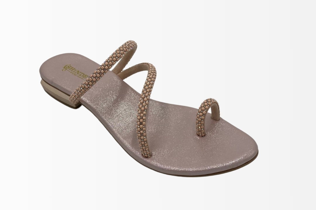 Rhinestone-Embellished T-Strap Sandals