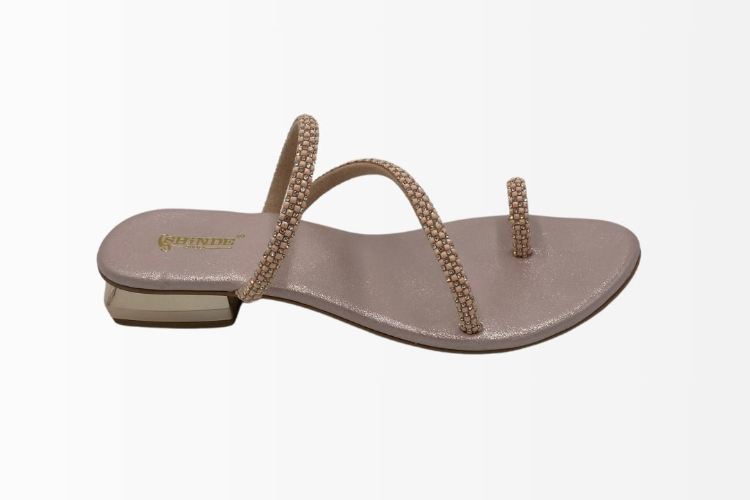 Rhinestone-Embellished T-Strap Sandals