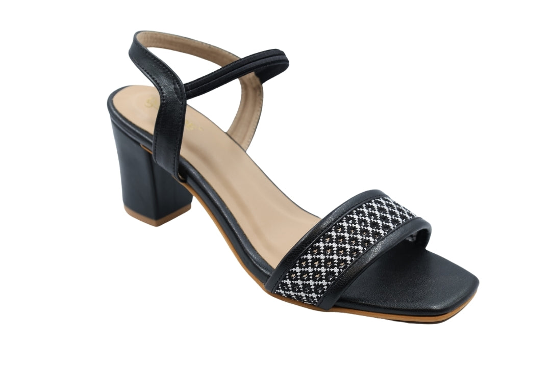 Tweed Strap Heeled Sandal