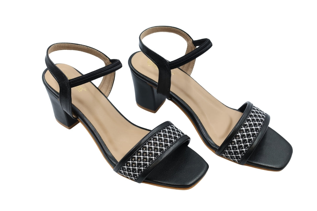 Tweed Strap Heeled Sandal