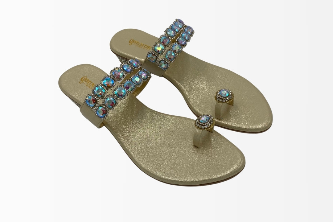 Gem-Embellished Thong Sandals