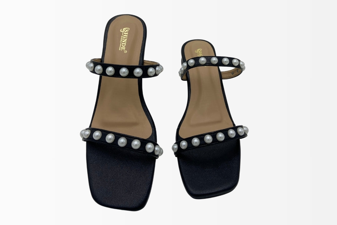 Pearl Strap Heeled Sandals