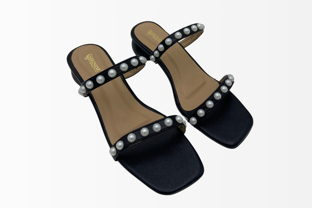 Pearl Strap Heeled Sandals