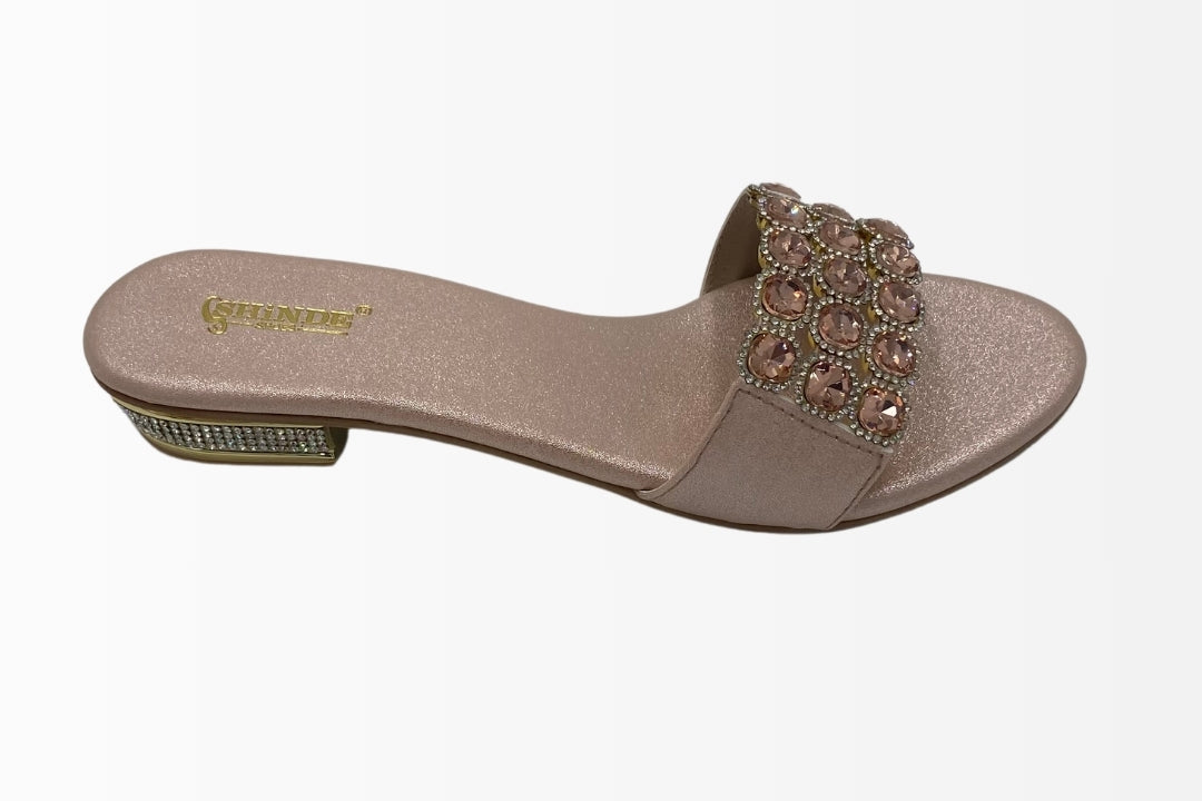 Slide Sandals with Sparkling Crystal