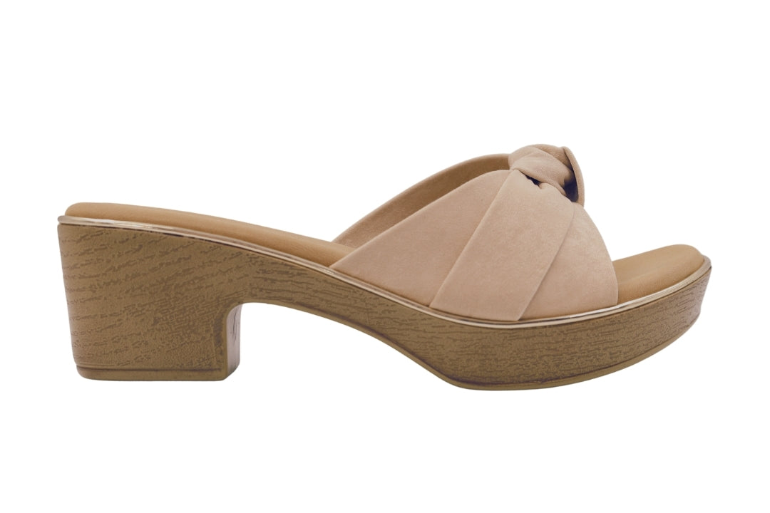 Women Tan Knotted Slip-On Heels