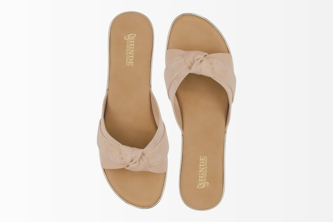 Women Tan Knotted Slip-On Heels