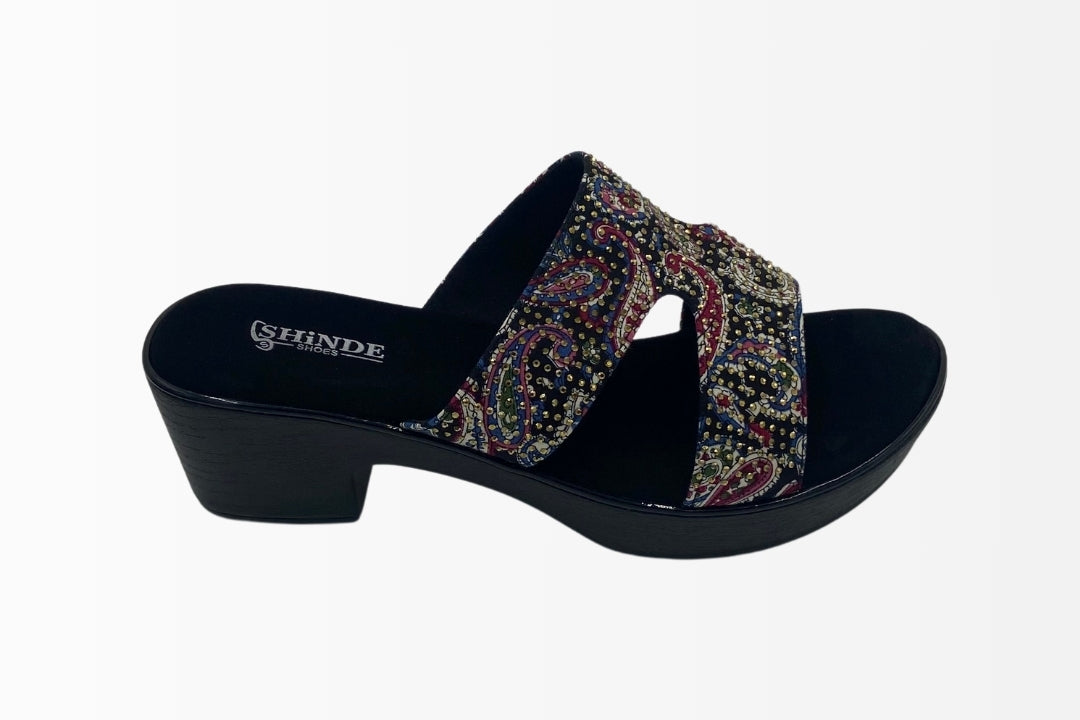 Wedge Sandals with Colorful Paisley Design