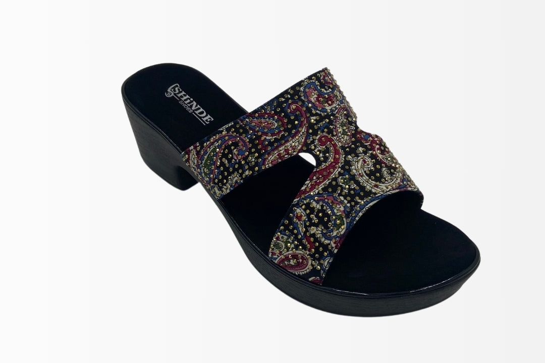Wedge Sandals with Colorful Paisley Design