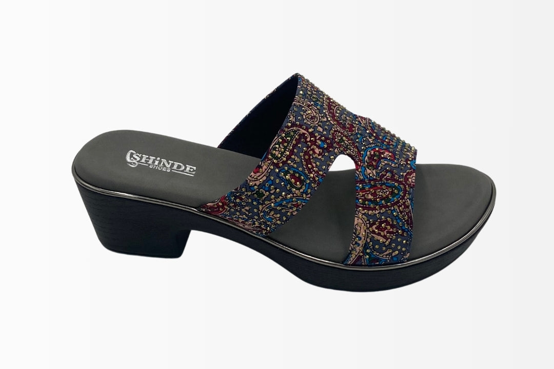 Wedge Sandals with Colorful Paisley Design