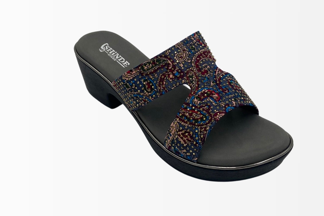 Wedge Sandals with Colorful Paisley Design