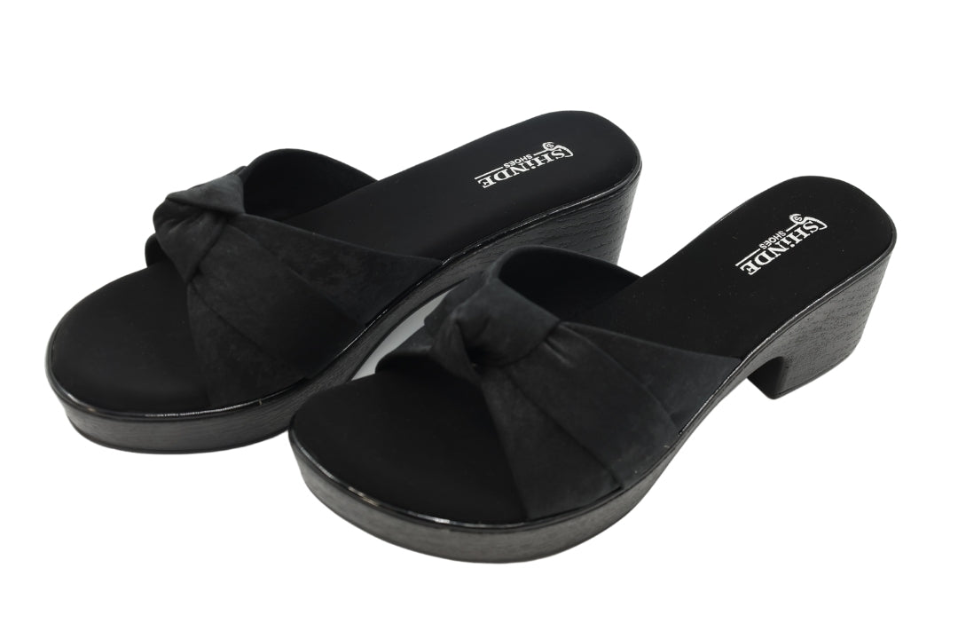 Women Tan Knotted Slip-On Heels