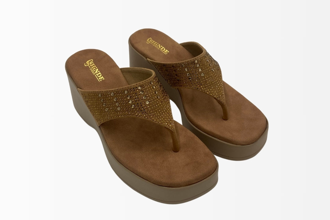 Wedge Sandals with Sparkling Rhinestone