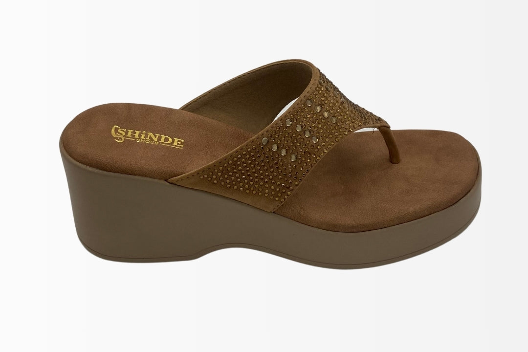 Wedge Sandals with Sparkling Rhinestone