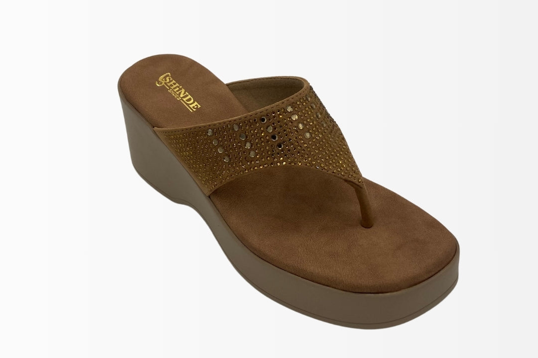 Wedge Sandals with Sparkling Rhinestone