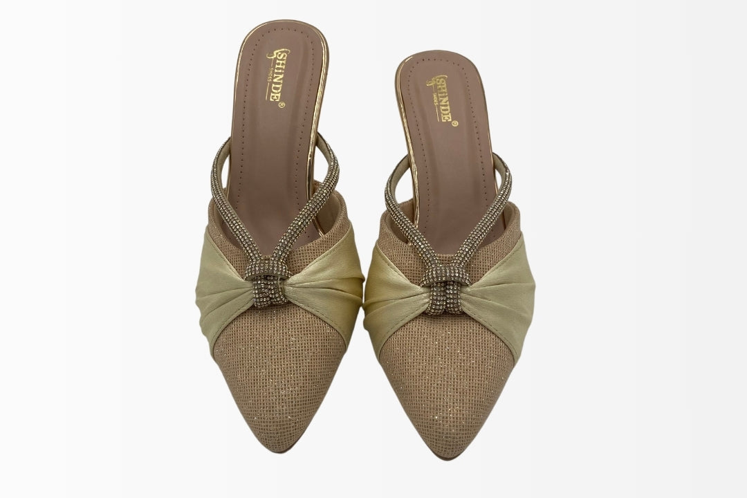 Satin Embellished Slingback Heels