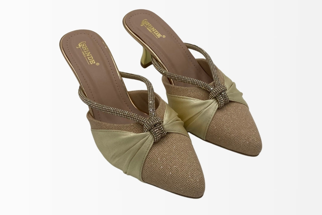 Satin Embellished Slingback Heels