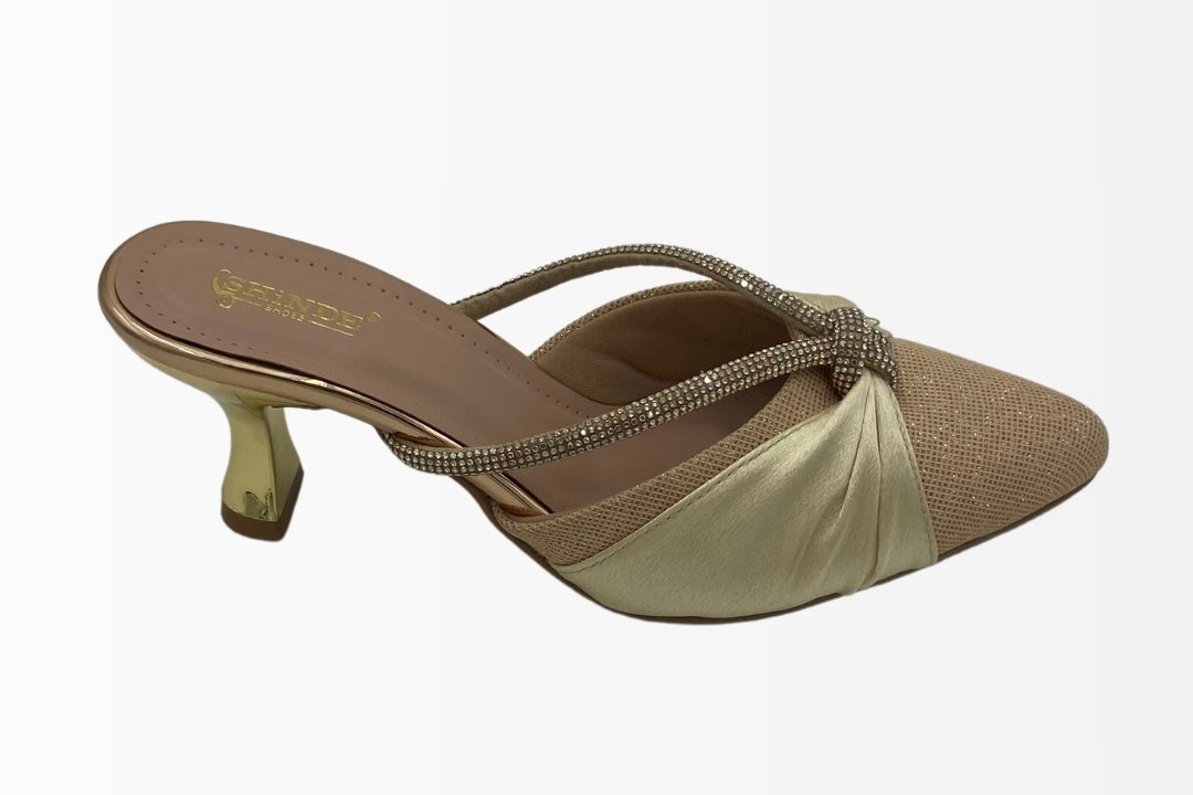 Satin Embellished Slingback Heels