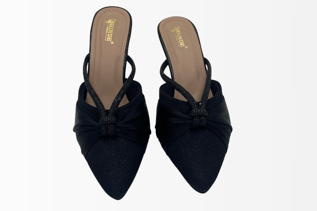 Satin Embellished Slingback Heels