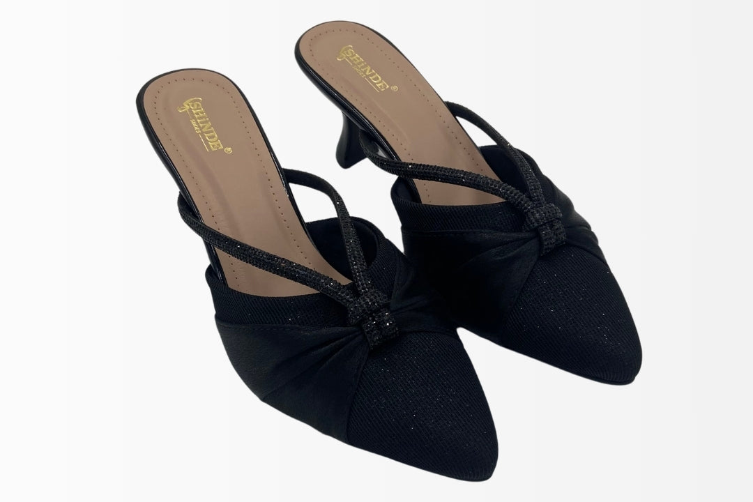 Satin Embellished Slingback Heels