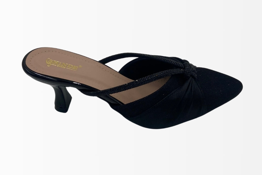 Satin Embellished Slingback Heels