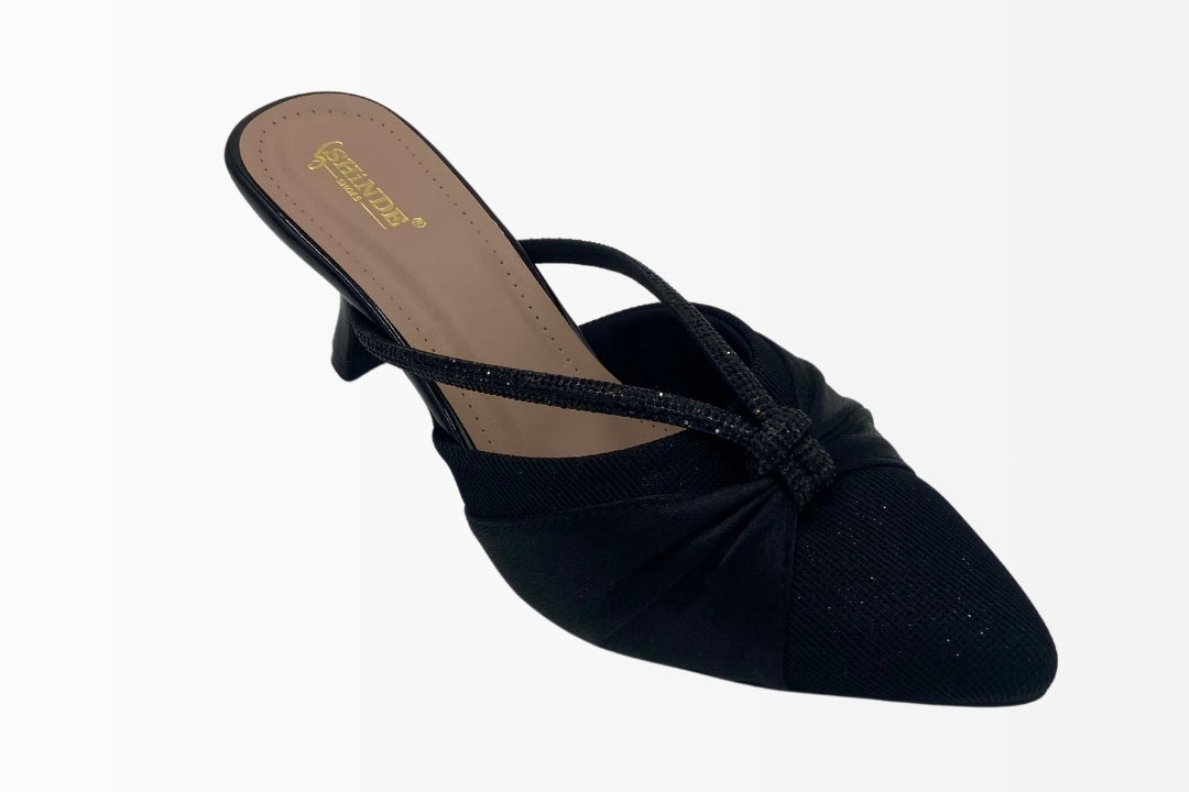 Satin Embellished Slingback Heels