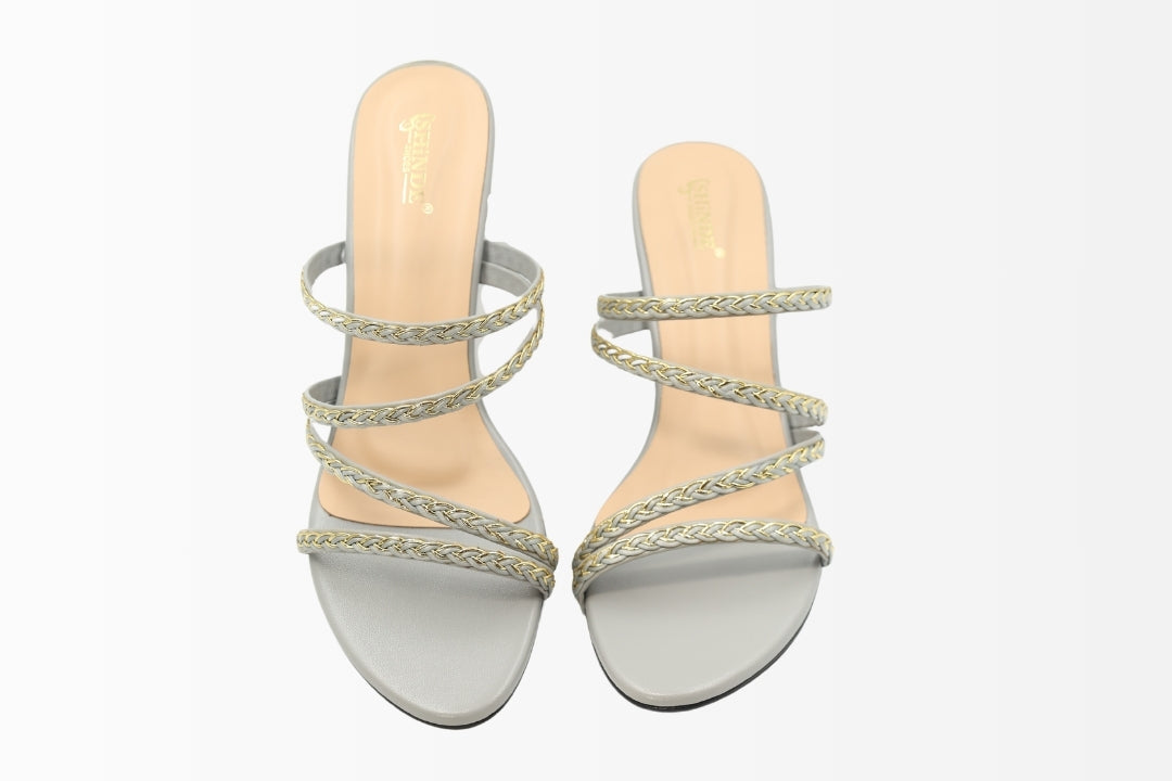 Golden Braided Charm Heels