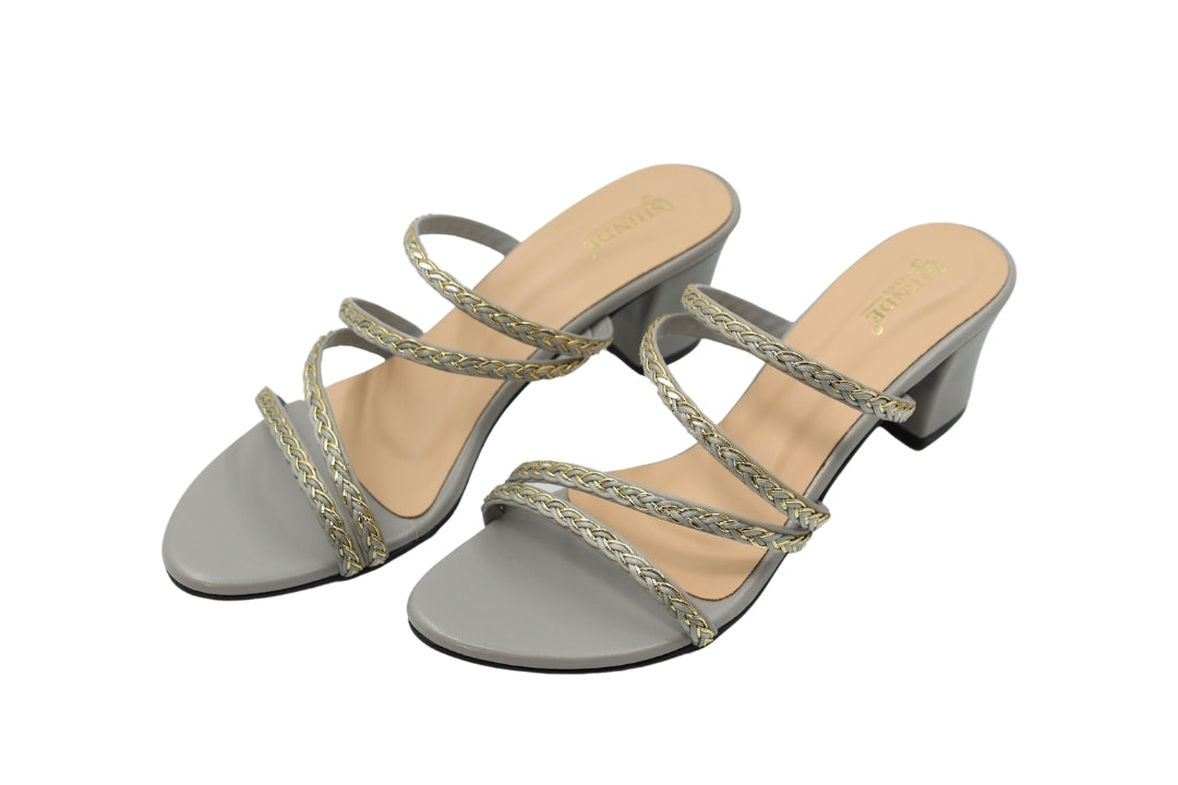 Golden Braided Charm Heels