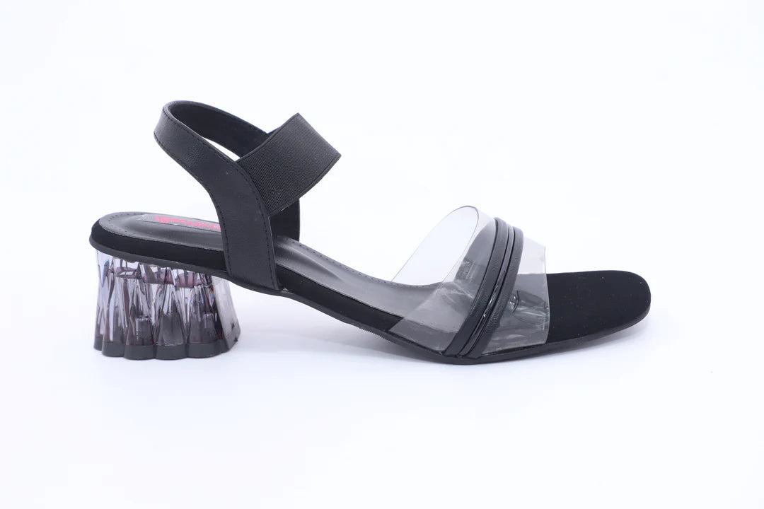 Clear Chic Block Heel Sandals