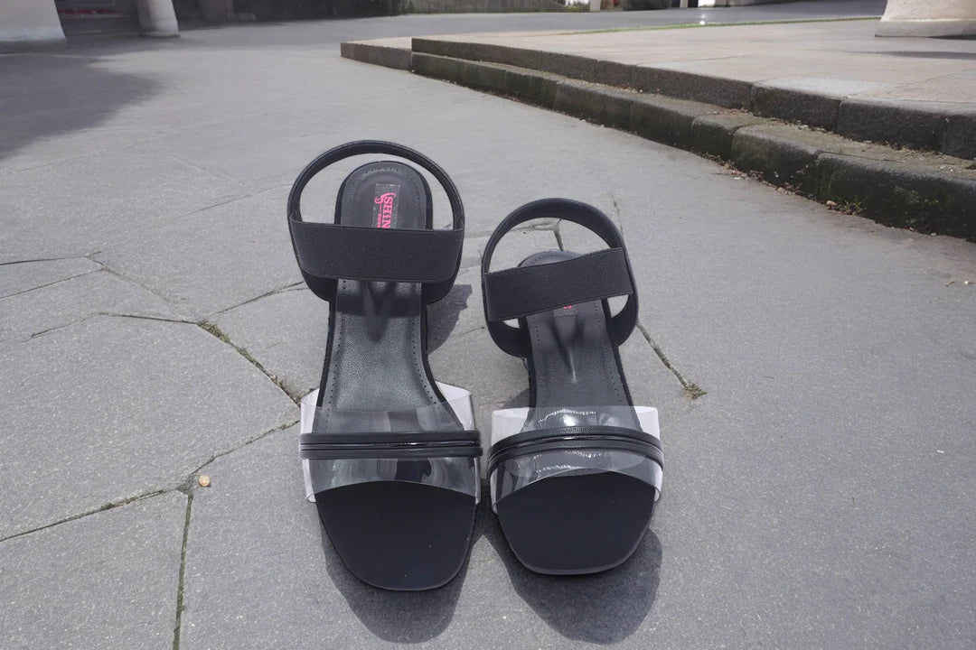 Clear Chic Block Heel Sandals